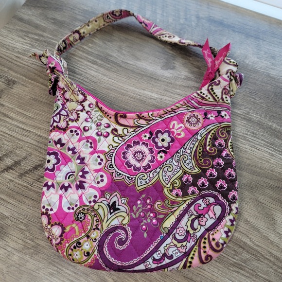 Lot 2 Vera Bradley Bags Berry Paisley Tote Plum Petals Crossbody Floral Purple - Picture 3 of 16